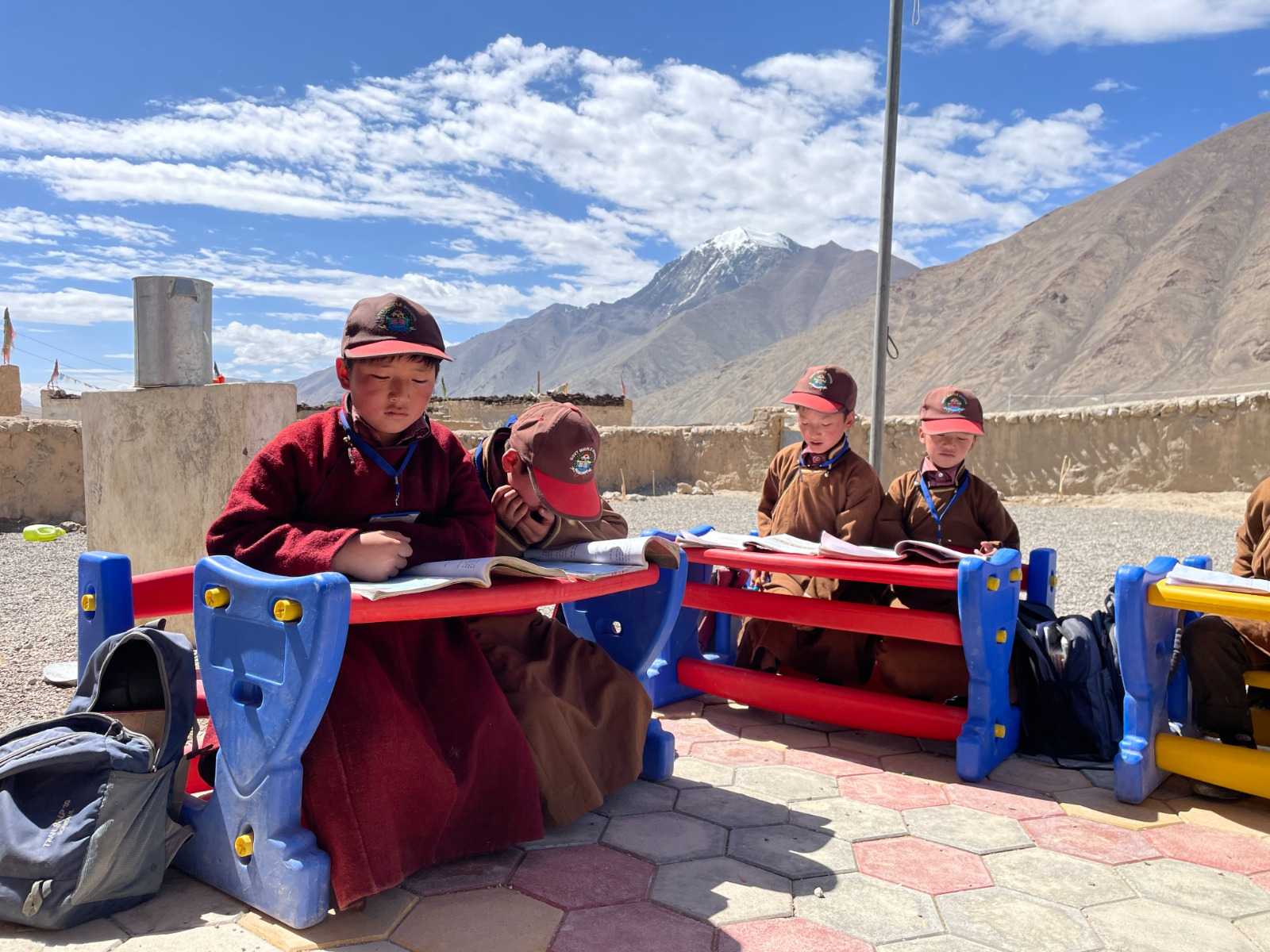 Young monks smiling